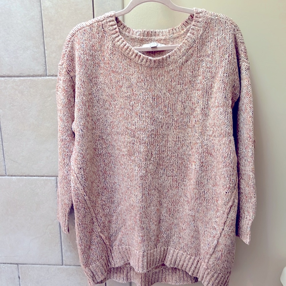 Loft marl cotton blend sweater, soft pink